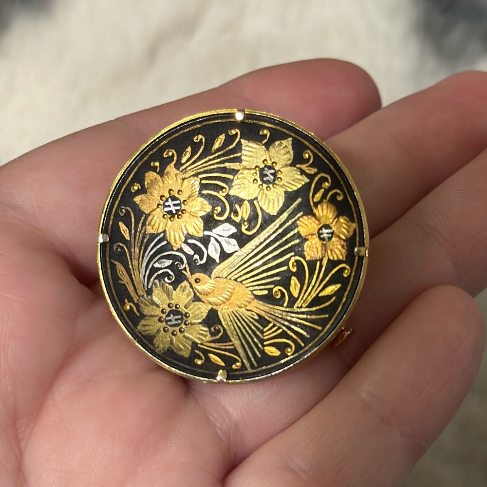 Vintage Spanish Damascene Brooch - Picture 2 of 12
